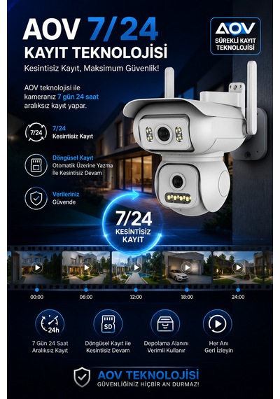 2 Kameralı Wifi 6mp Hareket Algılamalı Adaptörlü Güvenlik Kamerası