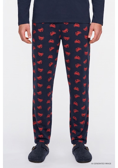 Ac&Co / Altınyıldız Classics Erkek Lacı 2'li Yumuşak Dokulu %100 Pamuk Standart Fit Bisiklet Yaka Desenli Pijama Takımı