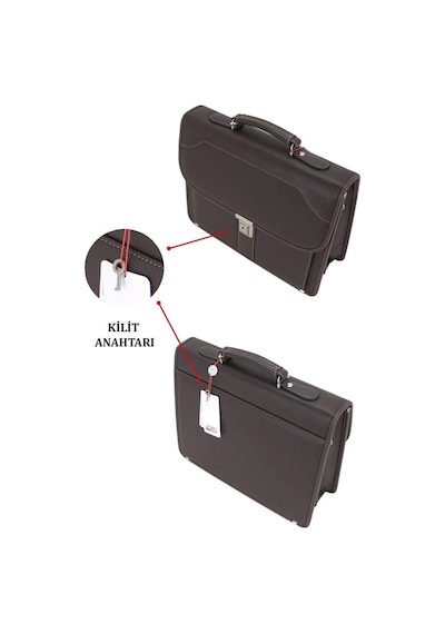 Case Club Notebook Laptop Evrak Çantası 15.6'inç 5 Bölmeli Su Geçirmez Omuz Askılı Kahverengi