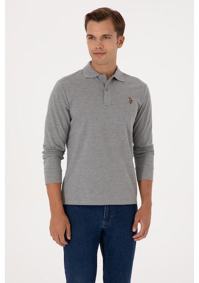 U.S. Polo Assn. Erkek Regular Fit Polo Yaka Grı Melanj Basic Sweatshirt 50313772-VR086 U.S. Polo Assn. Erkek Regular Fit Polo Yaka Grı Melanj Basic Sweatshirt 50313772-VR086