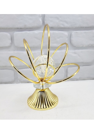 Gold Kaplama Metal Ayaklu Baloncuklu Kristal Taşlı Ev Salon Akses 1 Set
