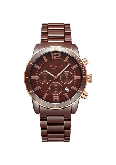 Obaku Denmark V278gcxncn Quartz Seramik Kahverengi 43 Mm Erkek Kol Saati Kahverengi
