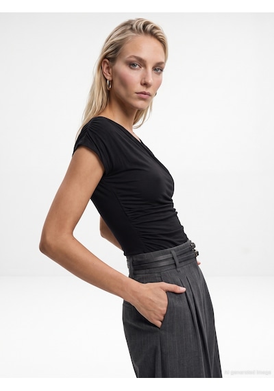 Dilvin 33157 Bra-free Büzgülü Top Siyah