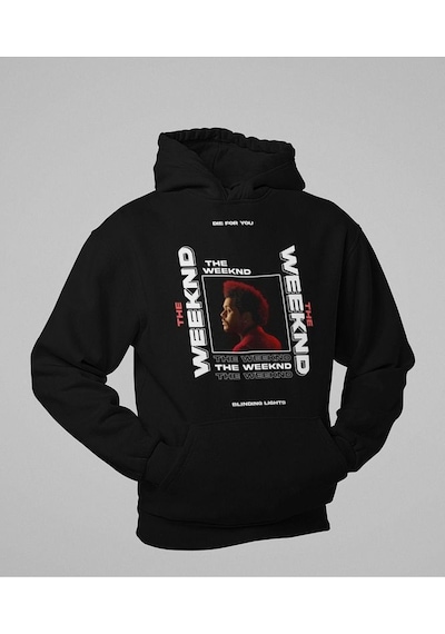 The Weeknd Die For You Baskılı Unisex Oversize Rapper Hoodie Siyah