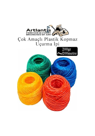 Çok Amaçlı Plastik Kopmaz Uçurtma İpi Çamaşır İpi 4 Adet Renkli 200 Metre Naylon İp Çırpı İpi Ç Diğer