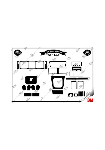 Fiat Tofaş/şahins-1997-2002 Torpido Konsol Trim Göğüs Maun Kaplama Set 26 Parça Siyah
