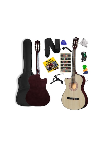 Midex Cg-396nt Solak Klasik Gitar Natural Renk Full Set Sap Ayarlı 4/4 Yetişkin Boy