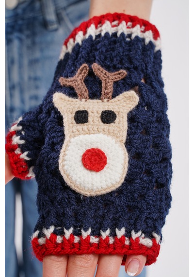 Dark Blue Deer Tasarım Eldiven Çok Renkli
