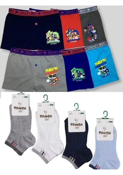 Tutku Erkek Çocuk Çok Renkli 6'lı Paket Elastan Pamuk Baskılı Boxer 6 Adet Çocuk Patik Çorap Karışık Renk Tutku Erkek Çocuk Çok Renkli 6'lı Paket Elastan Pamuk Baskılı Boxer 6 Adet Çocuk Patik Çorap Karışık Renk