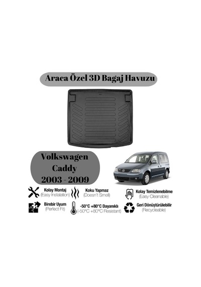 Volkswagen Caddy 2003 2004 2005 2006 2007 2008 2009 Uyumlu Bagaj Havuzu Paspası Kokusuz A+ Kalite 1 Adet