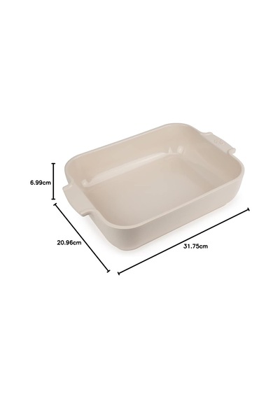 Appolia Dikdörtgen Saplı Fırın Kabı, Seramik, Ekru/beyaz, 7,2 X 32 X 21,7 Cm, Kapasite: 2 L, 60046 Diğer