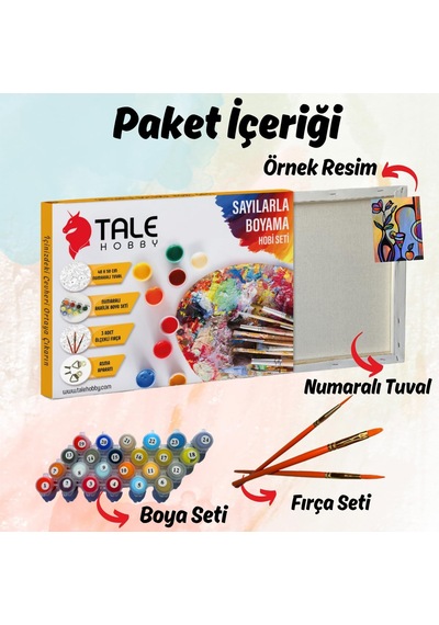 Sayılarla Boyama Numaralı Tuval Seti Fırça Boya Dahil 40x50cm Akdeniz Evleri