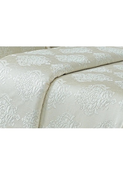 Larissa Pamuk Polyester Jakar Kumaş Krem Yatak Örtüsü Seti 7 Parça 260x270 Cm 357 Krem