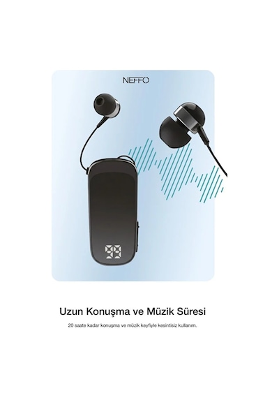 Makaralı Kulaklık Bluetooth 6.0 20 Saat Konuşma Dijital Ekran Titreşimli Hızlı Şarjlı