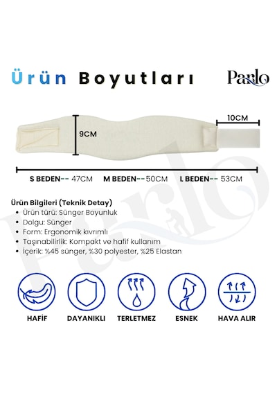 Ortopedik Sünger Boyunluk Krem Renk Ergonomik Servikal Boyun Desteği Hafif Ve Hava Alabilen Tasarım