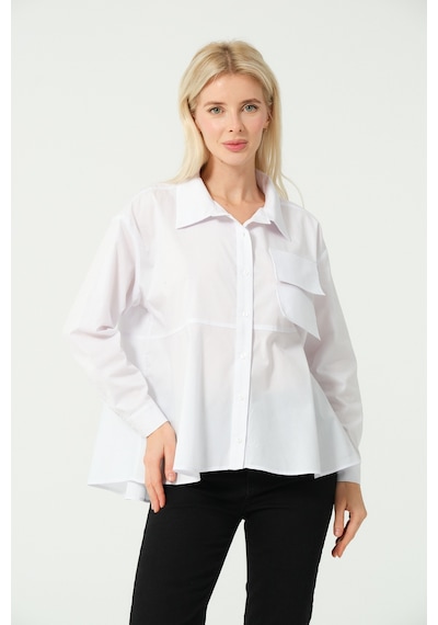 S'amore Clothing Cep Detay Polo Yaka Gömlek Beyaz