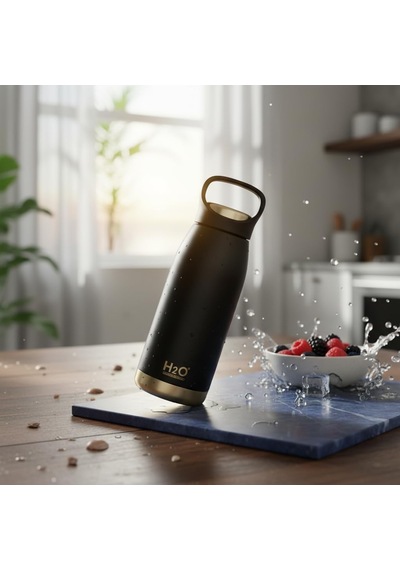 Lexroo Siyah Paslanmaz Çelik Termos Matara - 530 Ml Kilitli Kapaklı Sızdırmaz Mug