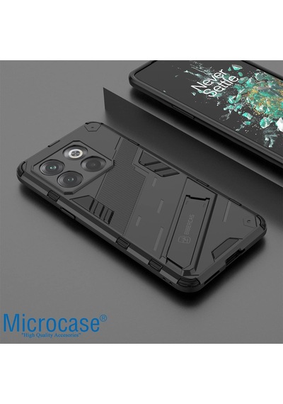 OnePlus Ace Pro-10T Matrix Serisi Standlı Kılıf -Siyah