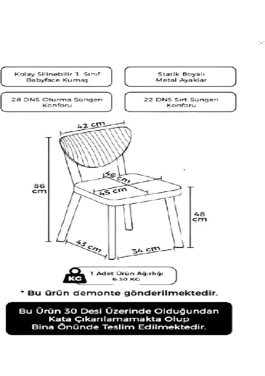 Avenza Living Elmas Sandalye 4 Adet Krem