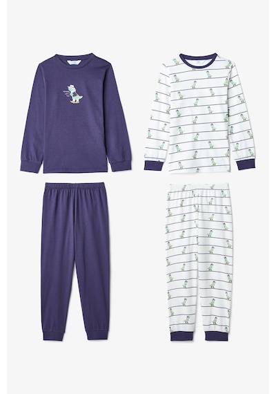Penti Erkek Çocuk Dino Farm Çizgili Pamuklu Uzun Kollu 2li Pijama Takımı Çok Renkli