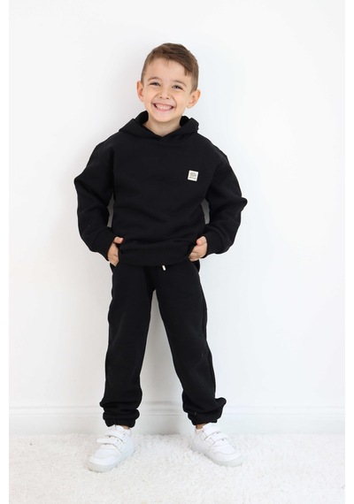 Miababy Unisex Kapşonlu Eşofman Takımı Siyah