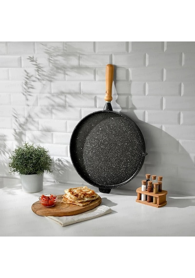 Nehir Granit Dekorlu Döküm Gözleme Tavası 34 CM