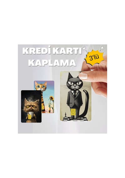 Sevimli Kediler Kart Kaplama 3'lü Set No3 Kredi Kartı & Akbil Sticker Standart