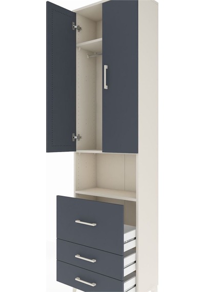 Arges Dolap 3 Raflı 3 Çekmeceli Tek Askılı 60x30x221 Aytaşı-antrasit Aytası