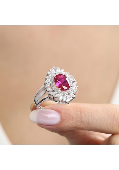Mia Vento Effective Diamond Venedik Dansı Sentetik Yakut Taşlı Gümüş Yüzük