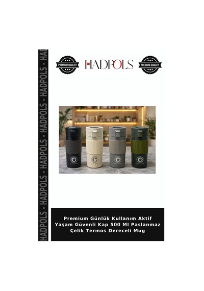 Premium Günlük Kullanım Aktif Yaşam Güvenli Kap 500 Ml Paslanmaz Çelik Termos Dereceli Mug Çok Renkli