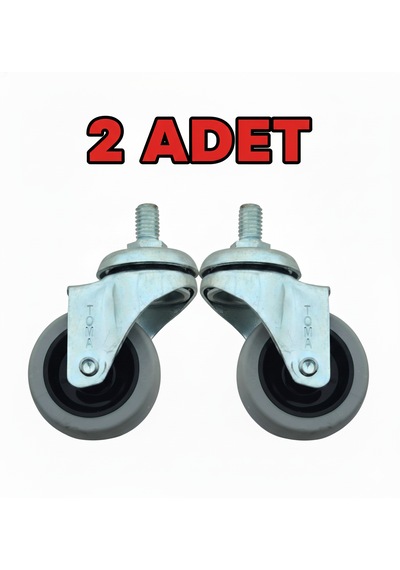 2 Adet Civatalı Metal 50mmx20mm Koltuk Sandalye Mobilya Tekeri Gri - Siyah