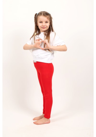 Toontoy Kids Toontoy Kız Çocuk Baskılı Tayt Kırmızı