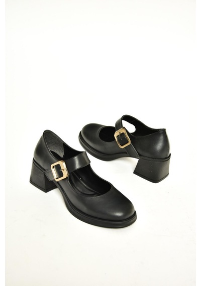 Fox Shoes T820236009 Siyah Kalın Topuklu Kadın Ayakkabı Siyah
