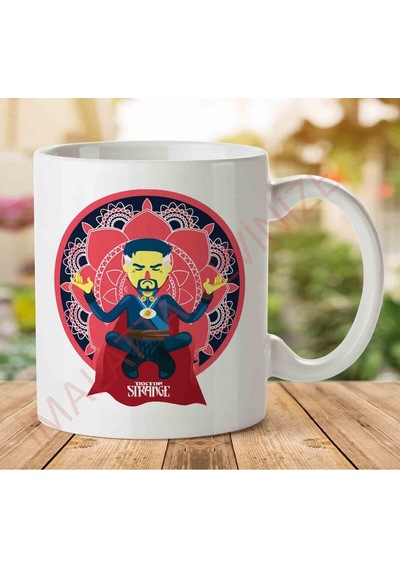 1-1769 Doctor Strange Cartoon Yoga Pose İki Tarafı Baskılı Kupa Bardak.jpg Çok Renkli