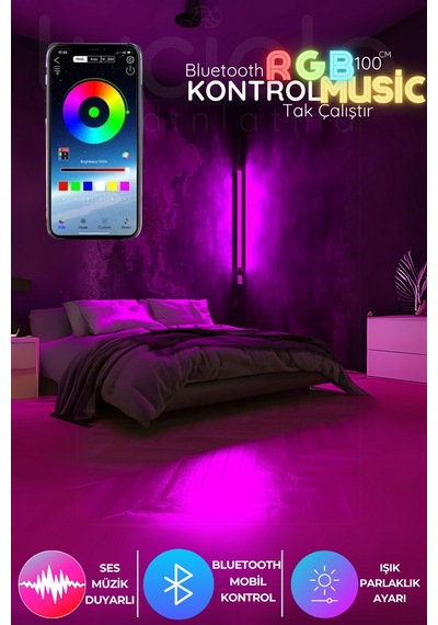 Luxe Rgb Akıllı Led Aplik / Abajur Bluetooth Kontrollü 256 Renk Ambiyans Işığı