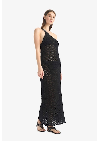 Defacto Regular Fit Tek Omuzlu Siyah Triko Plaj Elbisesi-fall İn Love Z9665az25hsbk81 Siyah