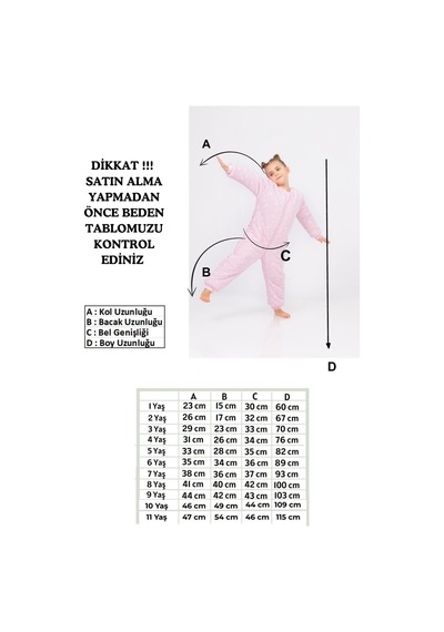 Cantoy Kız Erkek Çocuk Kalın Elyaf Dolgulu Premium Kalite 2.5 Tog Desenli Uyku Tulumu Pembe