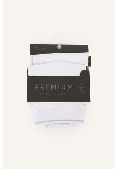 Defacto Regular Fit Beli Şerit Lastikli Modal 2li Boxer I6942ax26auwt34 Beyaz-wt34