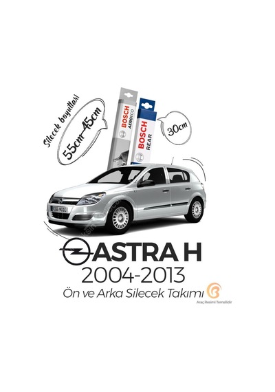 Bosch Aeroeco Opel Astra H 2004 - 2013 Ön ve Arka Silecek Seti