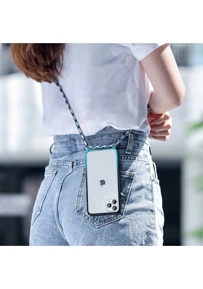 Baseus Element Crossbody Protective Apple iPhone Uyumlu 11 Pro Max 6.5 Askılı Koruyucu Silikon Kılıf- 5775 Mavi