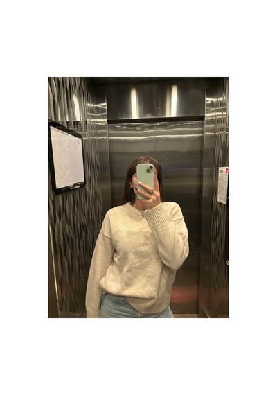 Maison Velora Kadın Bej Bisiklet Yaka Oversize Basic Triko Kazak Taş 923600247 Taş