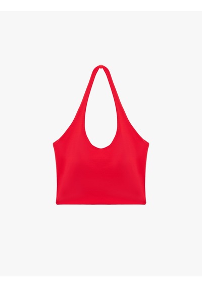 Koton Slim Fit Kolsuz Halter Yaka Spor Bluz Kırmızı 6sak30161nk