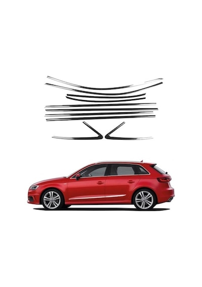 Audi A3 Hb Krom Cam Çıtası Çerçevesi   2013-2020
