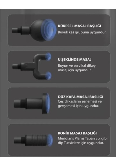 4 Başlıklı Şarjlı Masaj Tabancası