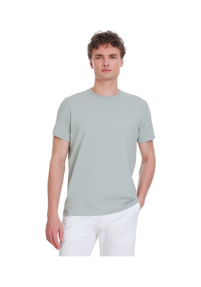 Hatemoğlu Gri Regular Fit Bisiklet Yaka Pamuklu Tişört 1996530 Gri-01