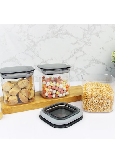 12 Adet 0.5 Lt İstiflenebilir Kristal Vakumlu Erzak Kabı 0.5 Lt Vakumlu Saklama Kabı Çok Renkli