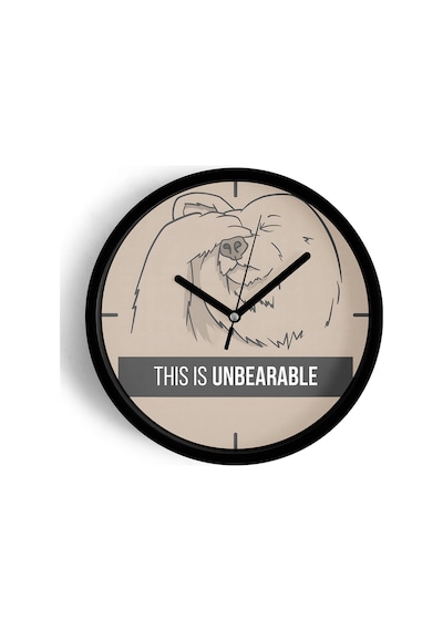 ' This Is Unbearable'' Yazıllı Modern Tasarım Duvar Saati - 25cm - Önü Camlı Siyah Kasa-jh0322 Siyah