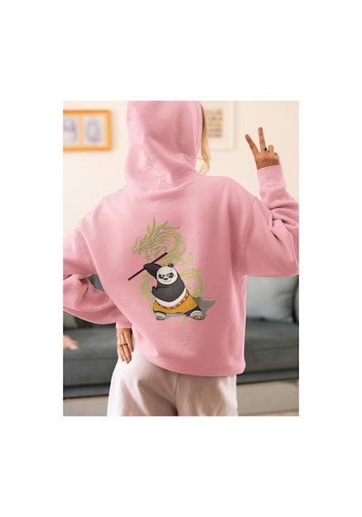 Stil X Sevimli Pandalar Baskılı Kadın Sweatshirt Pembe-7
