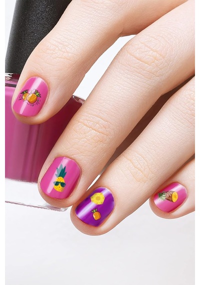 Ananas Tırnak Dövmesi, Tırnak Tattoo, Nail Art, Tırnak Sticker 3 Adet Çok Renkli