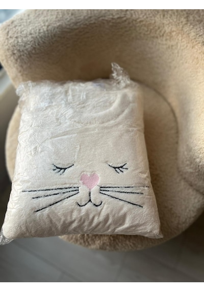 Charme Noveya Kedi Figürlü Ekru Kışlık Peluş Pijama Takımı Yumuşak Dokulu Kadın Ev Giyimi Ekru